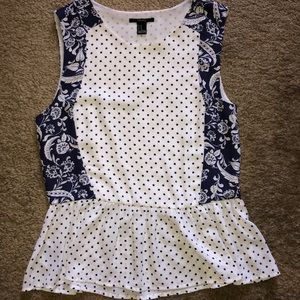 forever 21 sleeveless floral and polka dot shirt